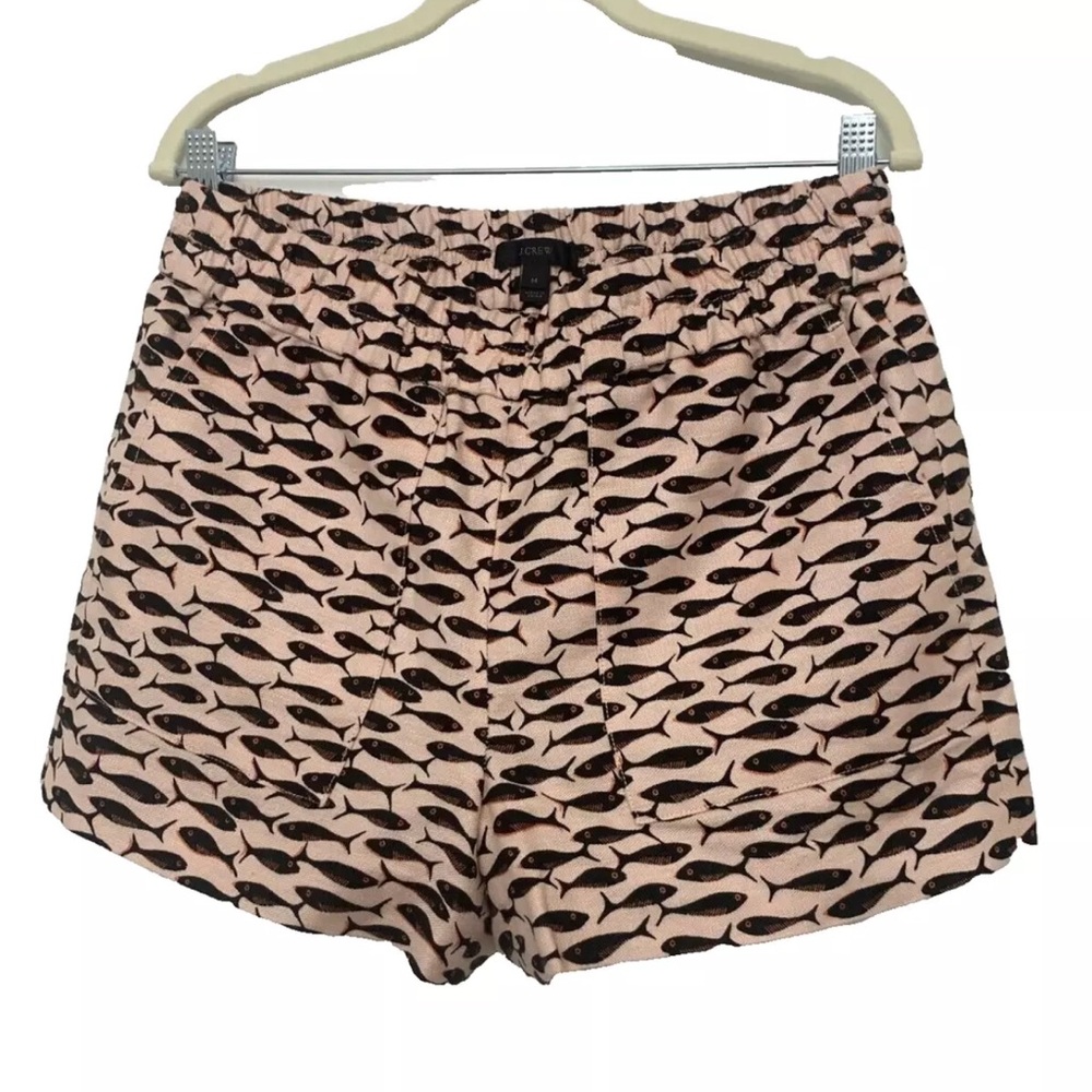 NEW J. Crew Women's Shorts Linen Cotton Elastic Waist Pockets Size-M